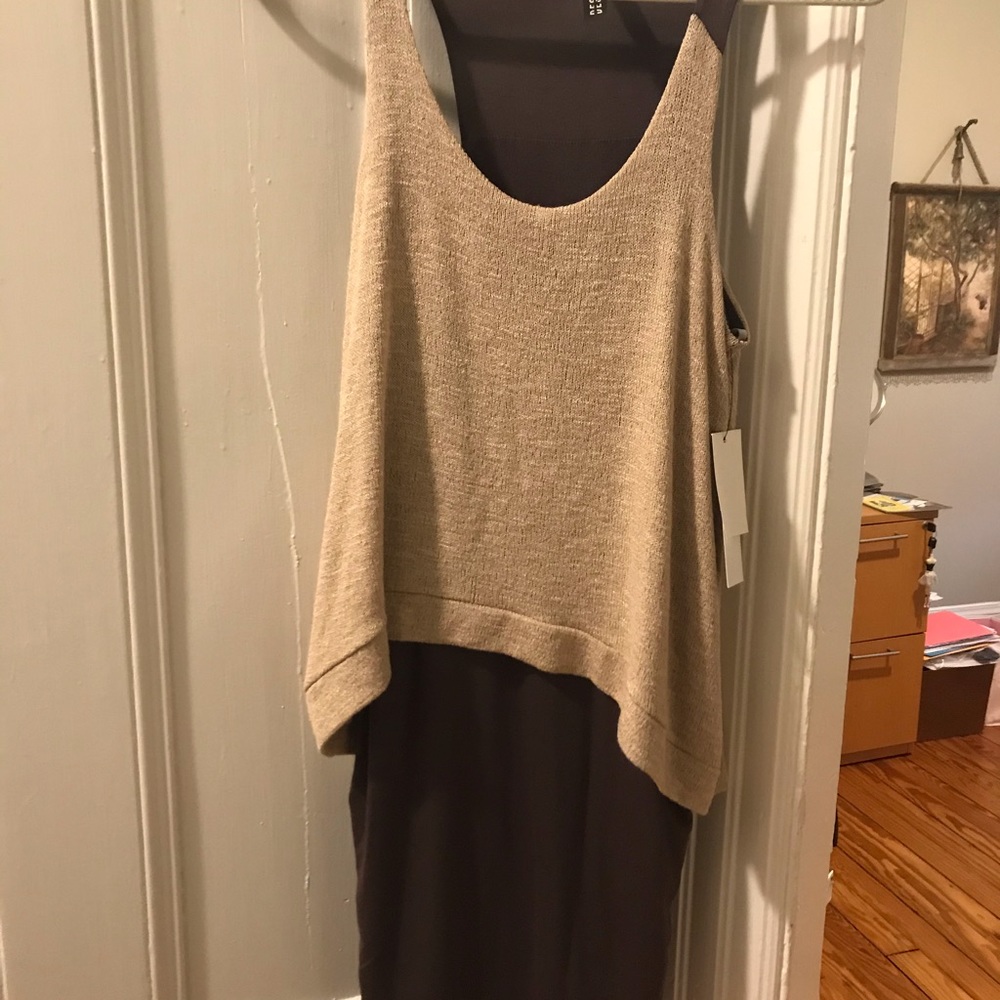 Dress with top over light weight dress underneath.